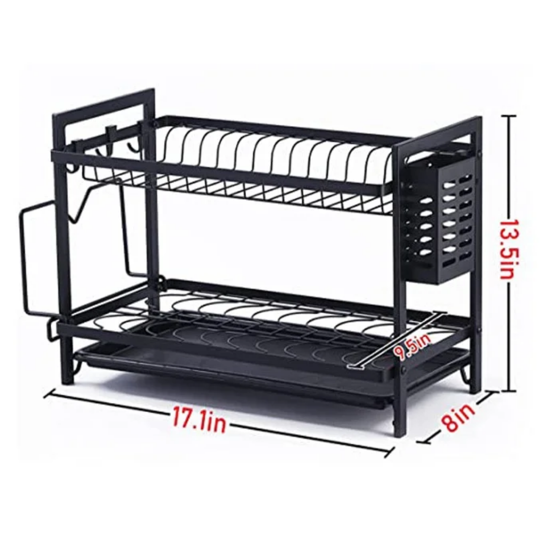 Égouttoir à Vaisselle 2 Niveaux en Acier Inoxydable – Design Doré & Noir