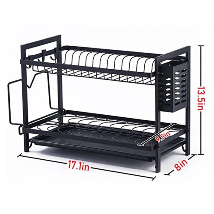 Égouttoir à Vaisselle 2 Niveaux en Acier Inoxydable – Design Doré & Noir