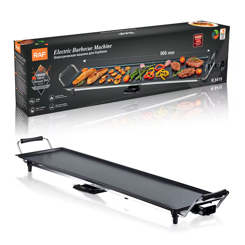 Barbecue Électrique RAF 1800W – Grande Plaque 90 cm Antiadhésive