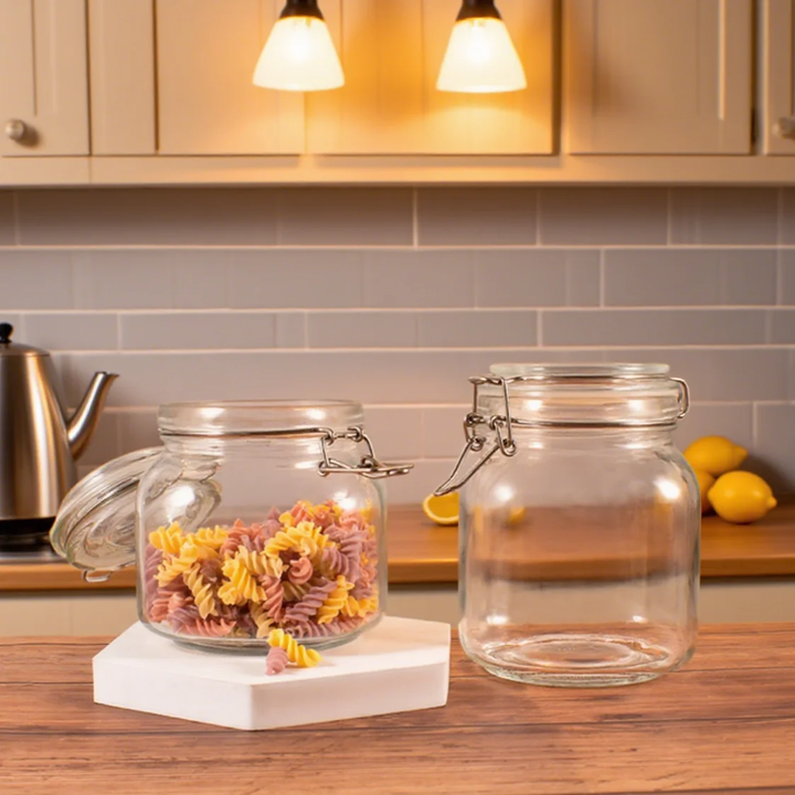 Lot de 3 Bocaux en Verre Hermétiques avec Clip Inox – Conservation Cuisine &amp; Rangement Alimentaire