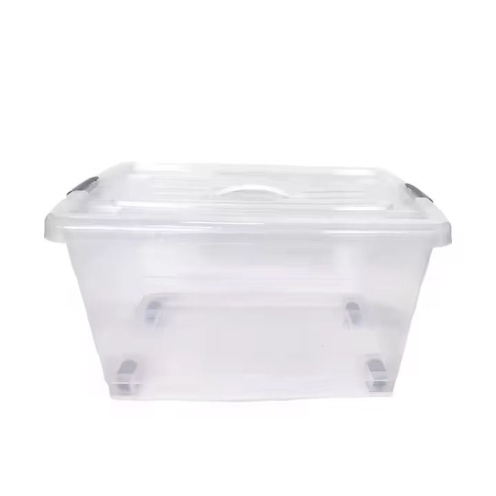 Boîte de Rangement en Plastique avec Couvercle et Roulettes – Grande Capacité