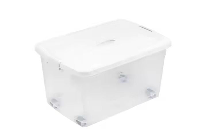 Boîte de Rangement en Plastique avec Couvercle et Roulettes – Grande Capacité