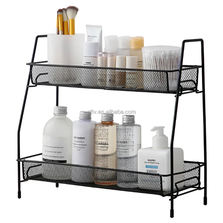 Étagère de Rangement Multifonction en Métal – Organisateur à 2 Niveaux pour Cuisine & Salle de Bain - La boutique secrète