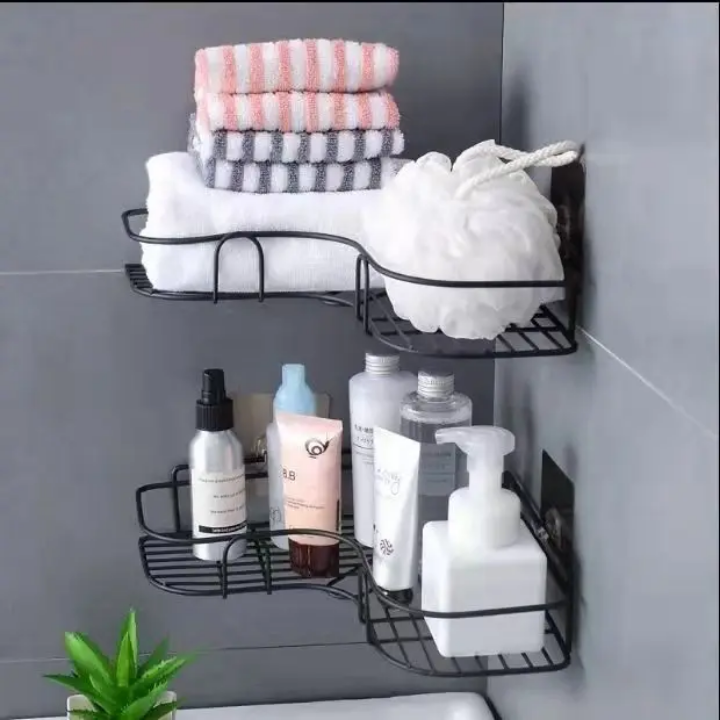 Lot de 2 Étagères d'Angle Murales Adhésives – Rangement Sans Perçage - La boutique secrète