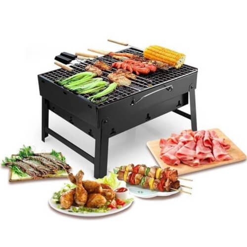 Barbecue Portable à Charbon Inox Pliable – Grill Compact pour Jardin, Terrasse &amp; Pique-Nique