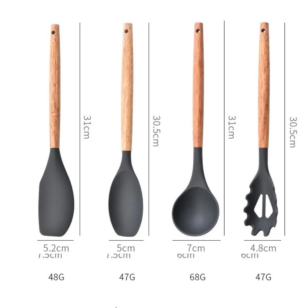 Ensemble de Cuillere de Cuisine en Silicone - 12 pcs Outils de Cuisine