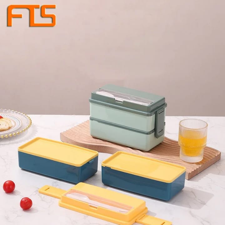 Lunch Box Compartimentée 2 Niveaux avec Couverts – Design Étanche & Portable