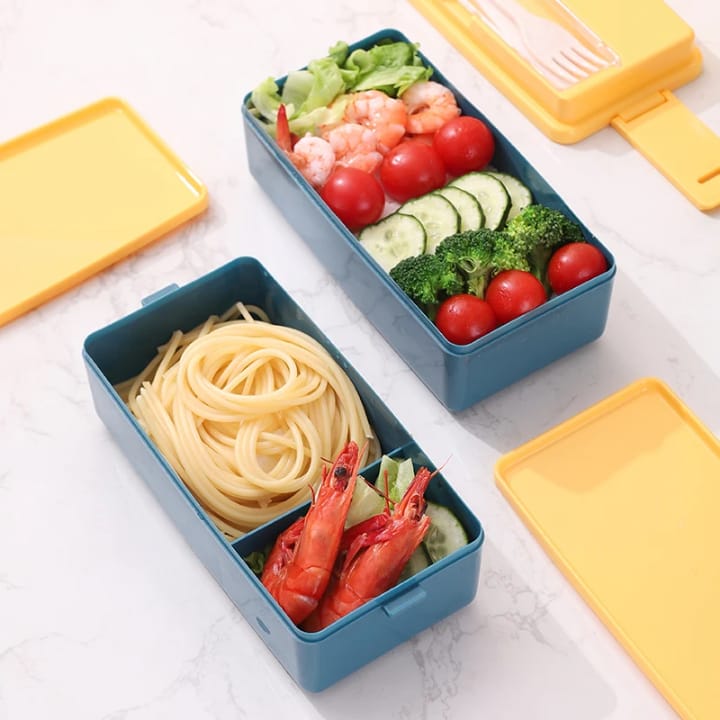 Lunch Box Compartimentée 2 Niveaux avec Couverts – Design Étanche & Portable