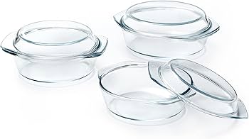 Set de Plats en Verre avec Couvercle – Cocotte Ronde &amp; Ovale | Cuisson, Four &amp; Conservation