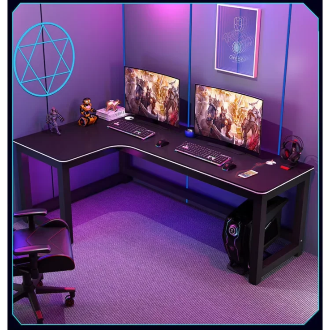 Bureau en L Gaming & Bureau d’Angle Ergonomique – Grande Surface 140×120 cm – Table de Travail pour PC