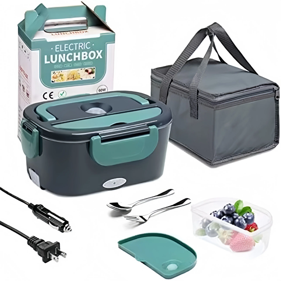 Lunch Box Chauffante Electrique en Acier Inoxydable de Qualité Alimentaire pour Repas Chaud avec prise pour voiture
