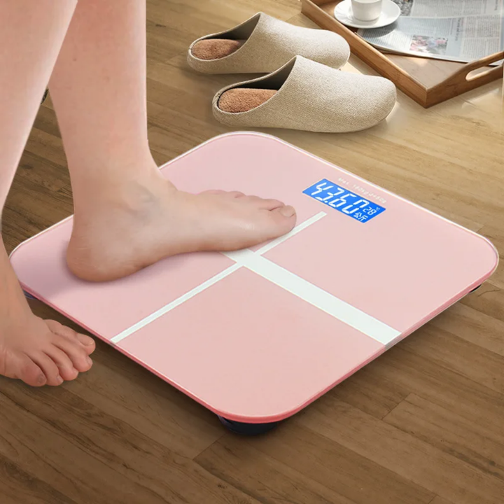 Balance Électronique Numérique Boro 180 kg – Design Fleuri Bleu avec Écran LCD