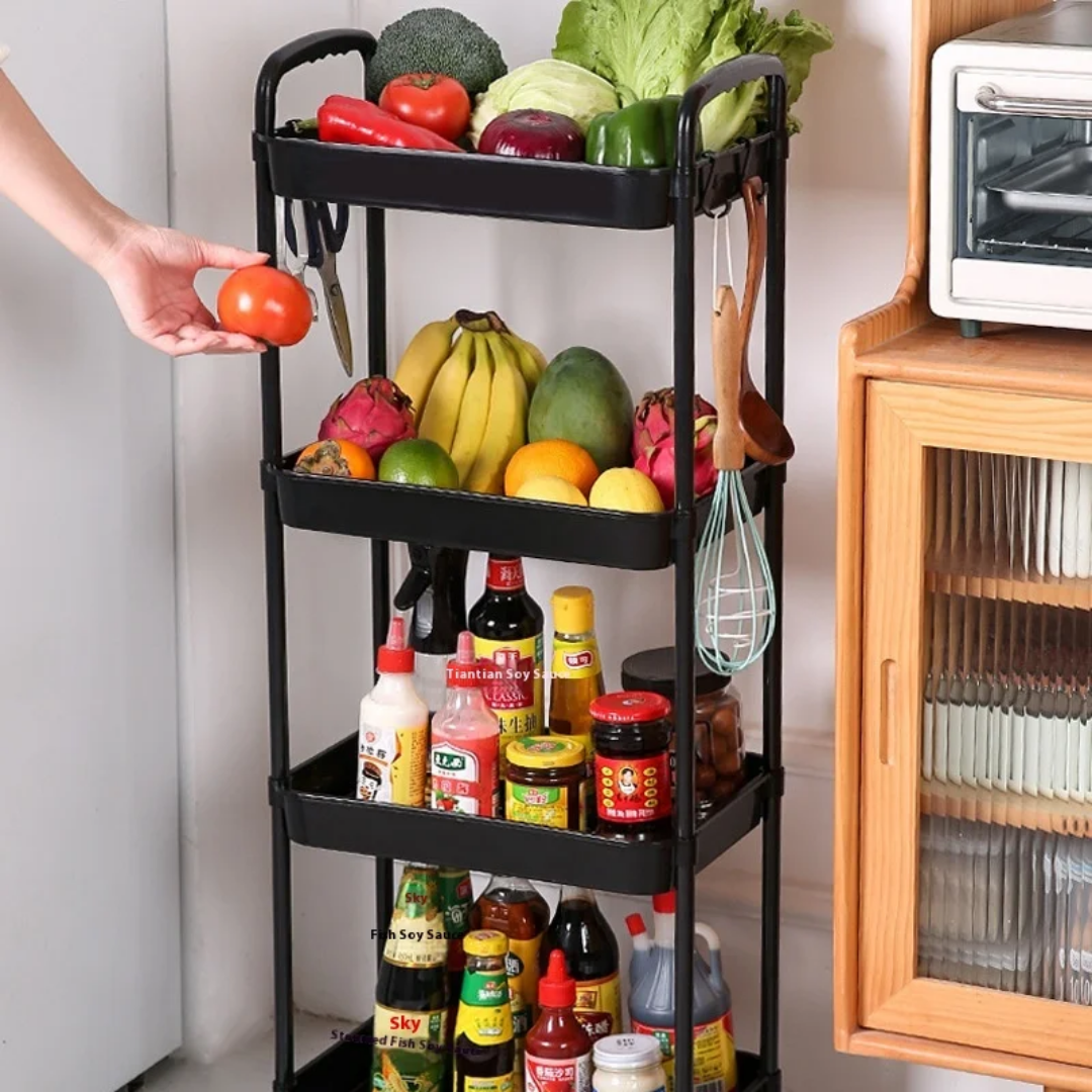 Étagère de Rangement Multi-Niveaux sur Roulettes – Chariot Cuisine & Maison Pratique et Élégant
