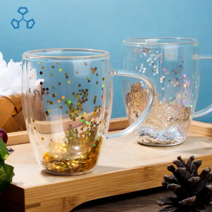 Tasse Transparente en Verre avec Décorations Florales Séchées -1- pièces
