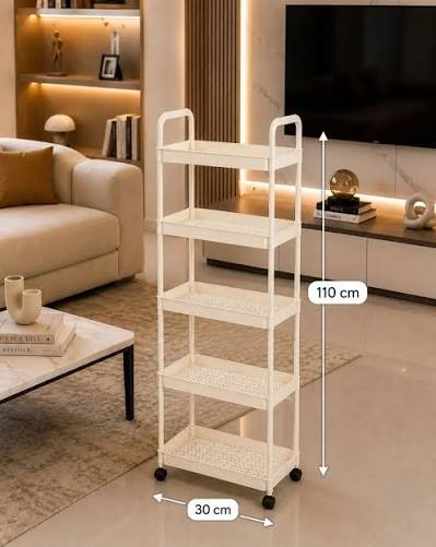Étagère de Rangement Mobile 4 Niveaux avec Roulettes - Gain de Place Cuisine Salle de Bain Chambre