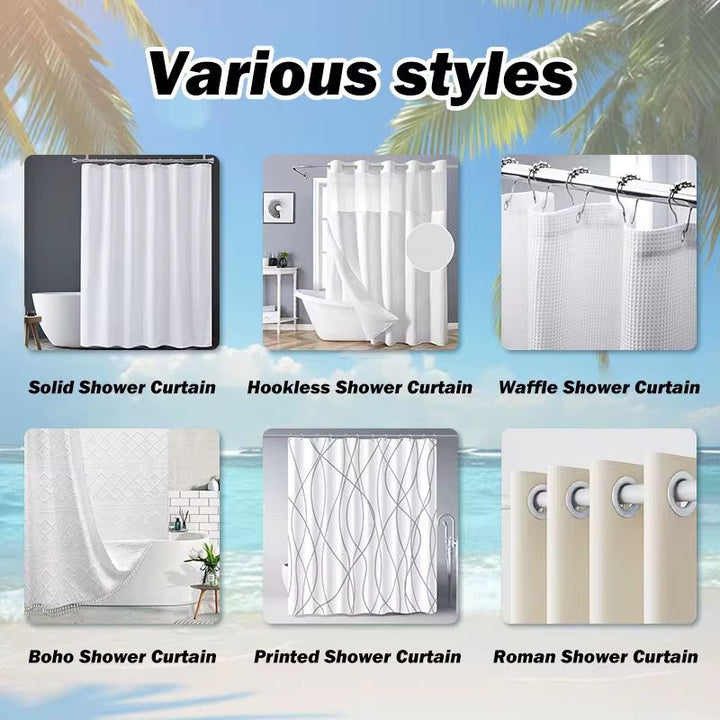 Rideau de douche imperméable blanc – Anti-moisissure & facile à installer