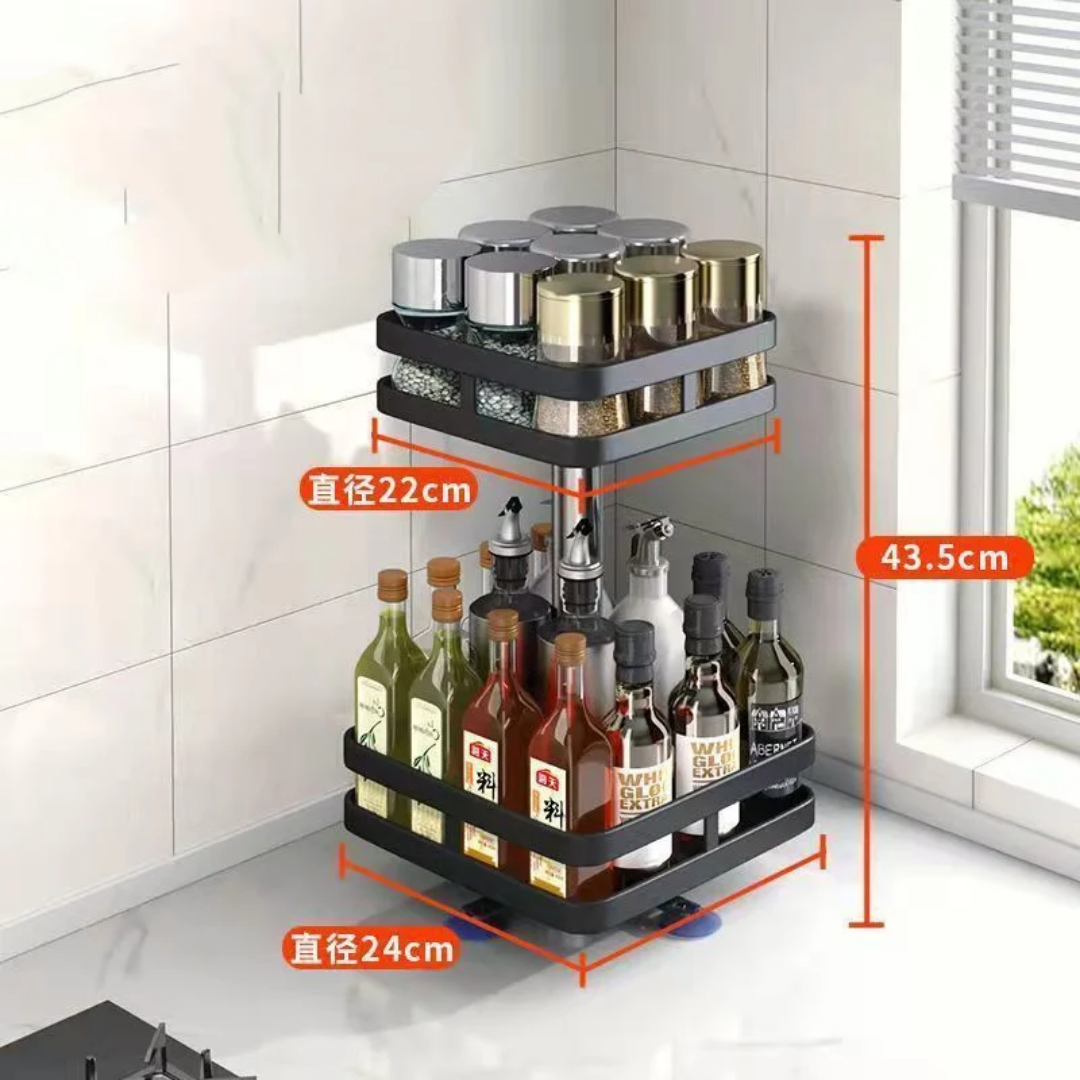 Présentoir Rotatif à Épices 2 Niveaux – Rangement Cuisine Plan de Travail