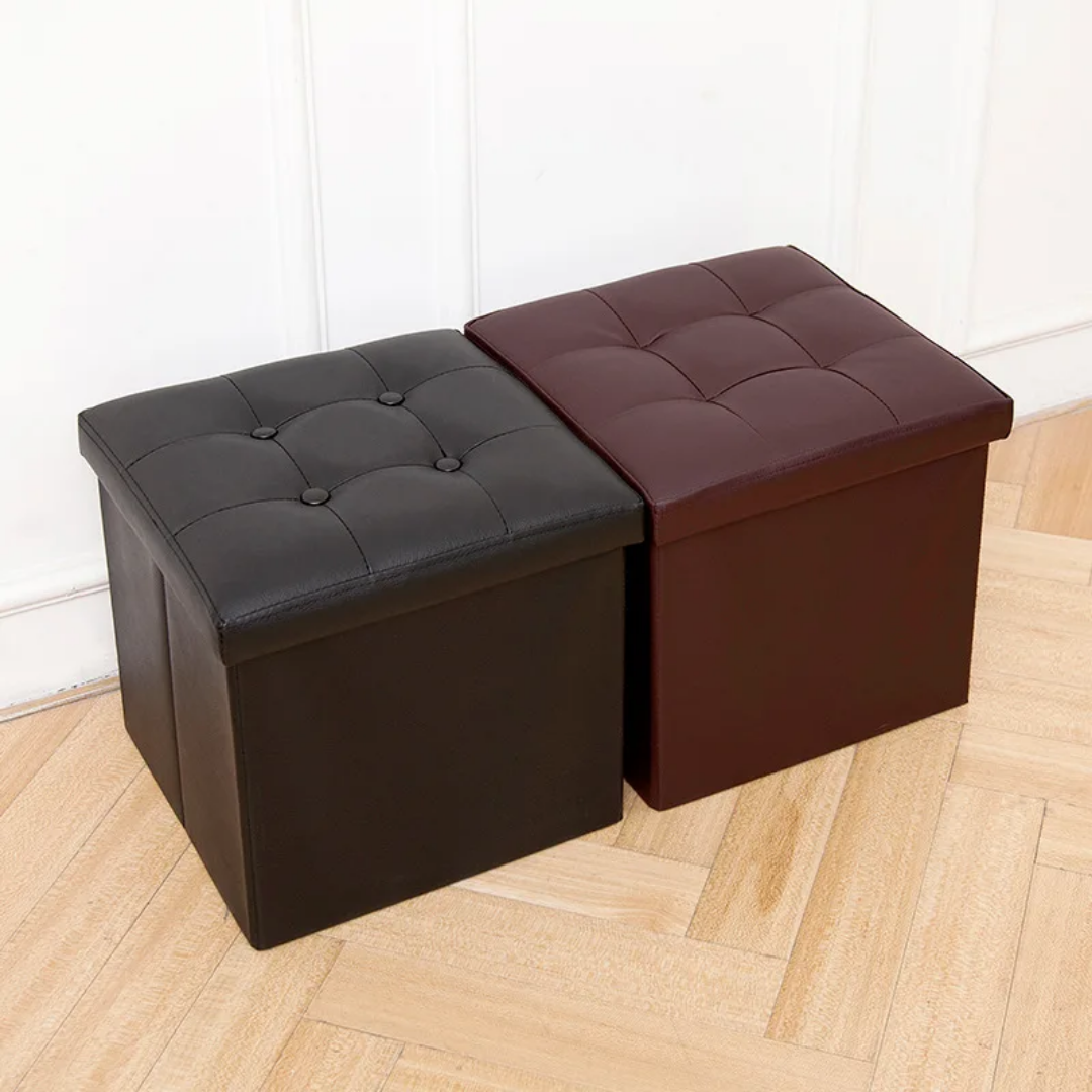POUF Pliant avec Espace de Stockage en simili cuir 1 PLACE