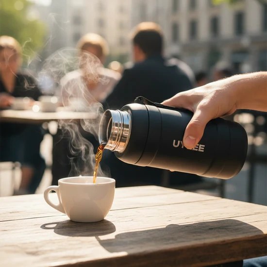 Thermos Inox UYLEE 800ml – Gourde Isotherme Chaud &amp; Froid avec Dragonne