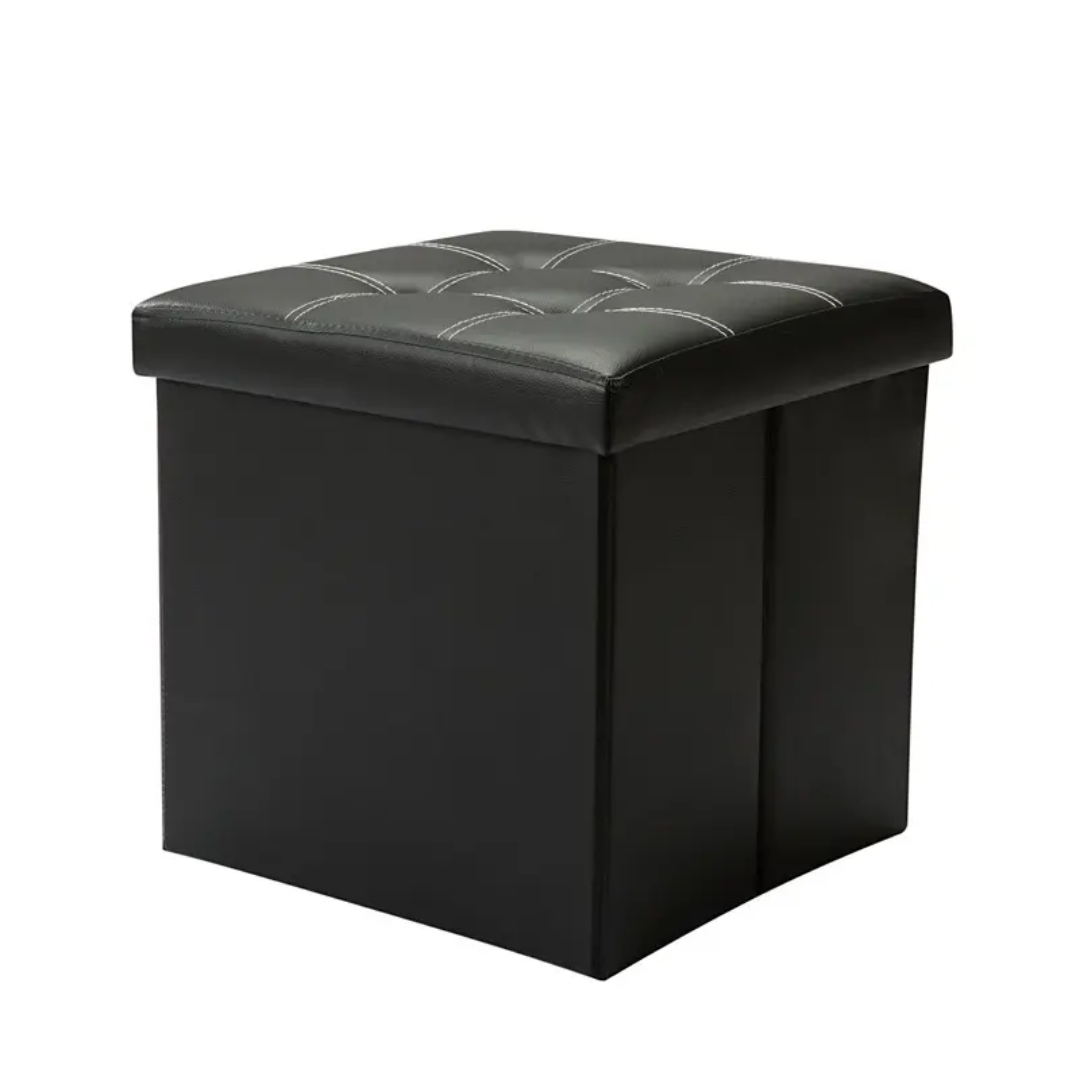 POUF Pliant avec Espace de Stockage en simili cuir