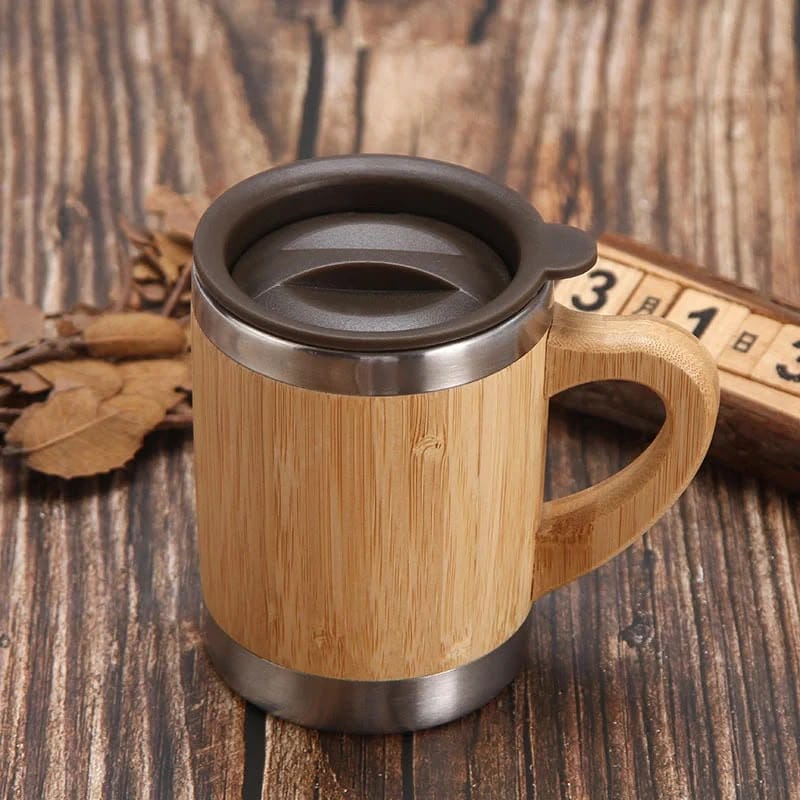 Pack thermos en bambou + mug assorti