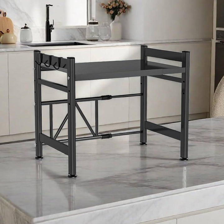 Support de Micro-ondes Multifonction en Métal – Étagère de Rangement de Cuisine avec Crochets