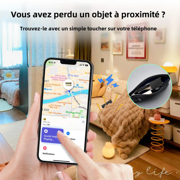 Carte de localisation intelligente compatible Apple Find My – Localisateur GPS pour portefeuille, sac ou objets personnels