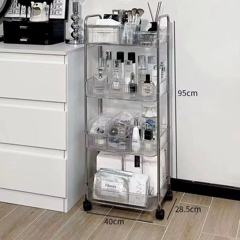 Chariot de Rangement Transparent à 4 Niveaux – Mobile et Élégant - La boutique secrète
