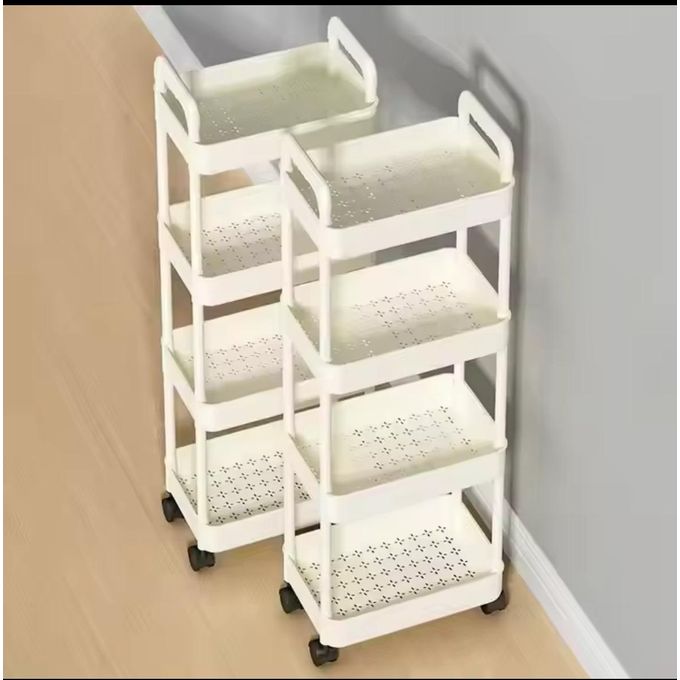 Étagère de Rangement Mobile 4 Niveaux avec Roulettes - Gain de Place Cuisine Salle de Bain Chambre
