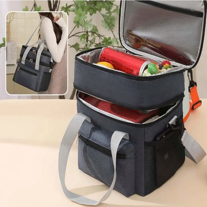 Sac Isotherme Double Compartiment Grande Capacité – Transport Facile pour Repas & Boissons