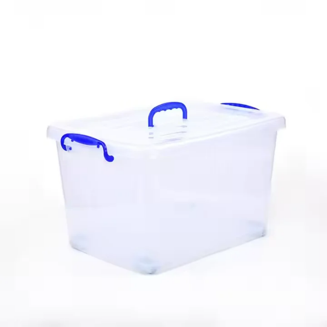 Boîte de Rangement Transparente 74L avec Couvercle et Roulettes - Organisateur Maison Sénégal