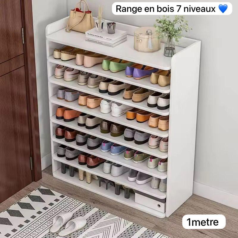 Meuble Range-Chaussures en Bois – 7 Niveaux, 1 mètre – Design Élégant et Fonctionnel