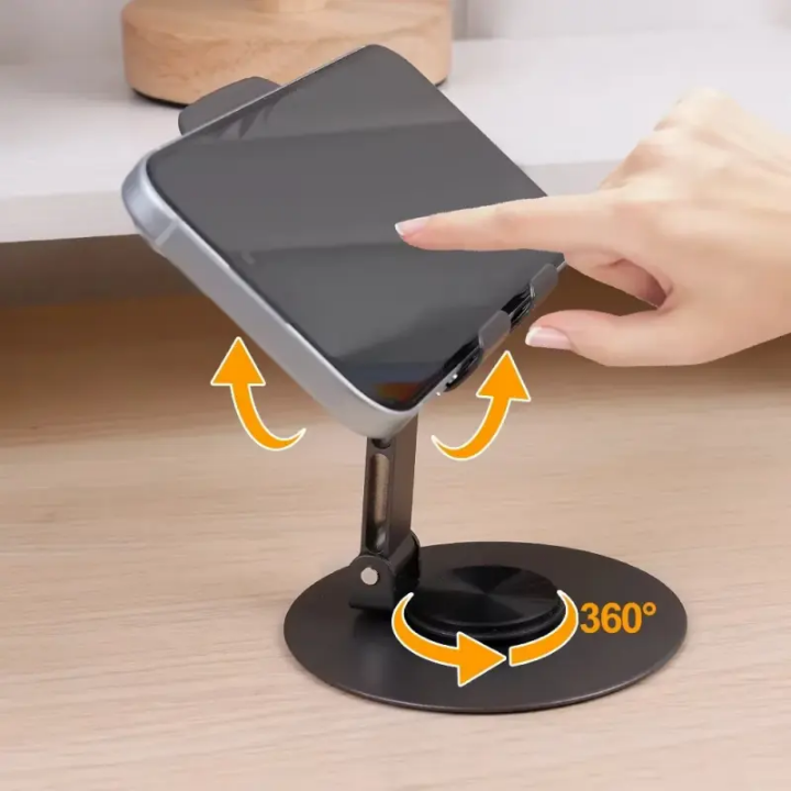 Support de téléphone rotatif 360° en métal – Pliable et ultra compact