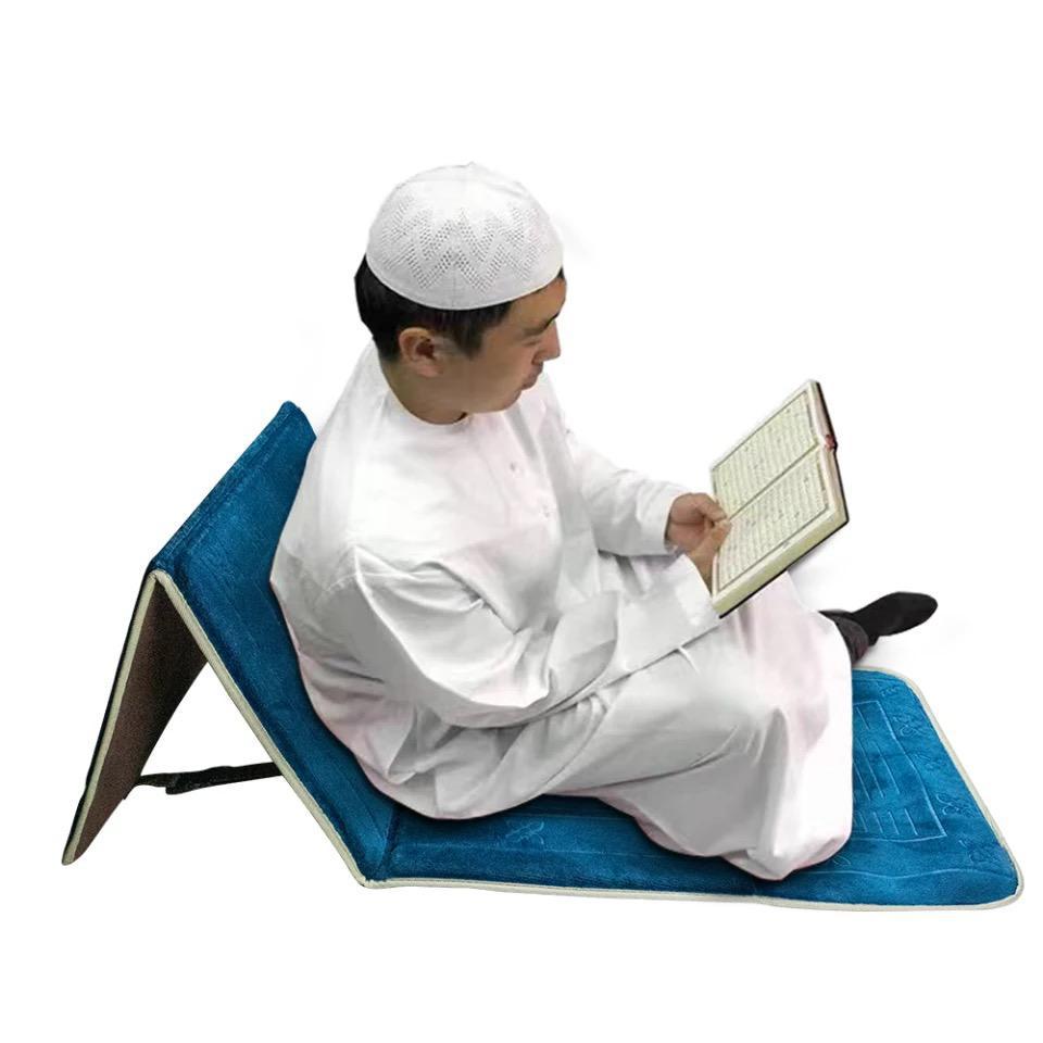Tapis de Prière Pliable avec Dossier 2 en 1 – Confort &amp; Soutien Lombaire
