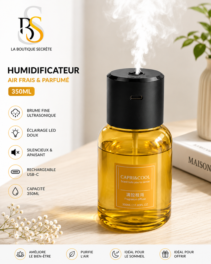 Humidificateur Diffuseur Aromatique 350ml – Air Frais &amp; Parfumé | La Boutique Secrète
