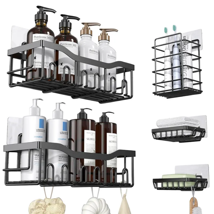 Set de Rangement Mural 5 Pièces – Cuisine & Salle de Bain Sans Perçage - La boutique secrète