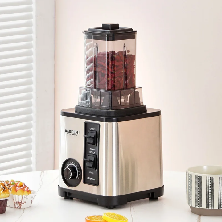 Blender Multifonction 6 en 1 BARDEFU – 9500W, Moteur Cuivre 9525, Capacité 3L | Mixeur, Presse-agrumes, Extracteur, Hachoir