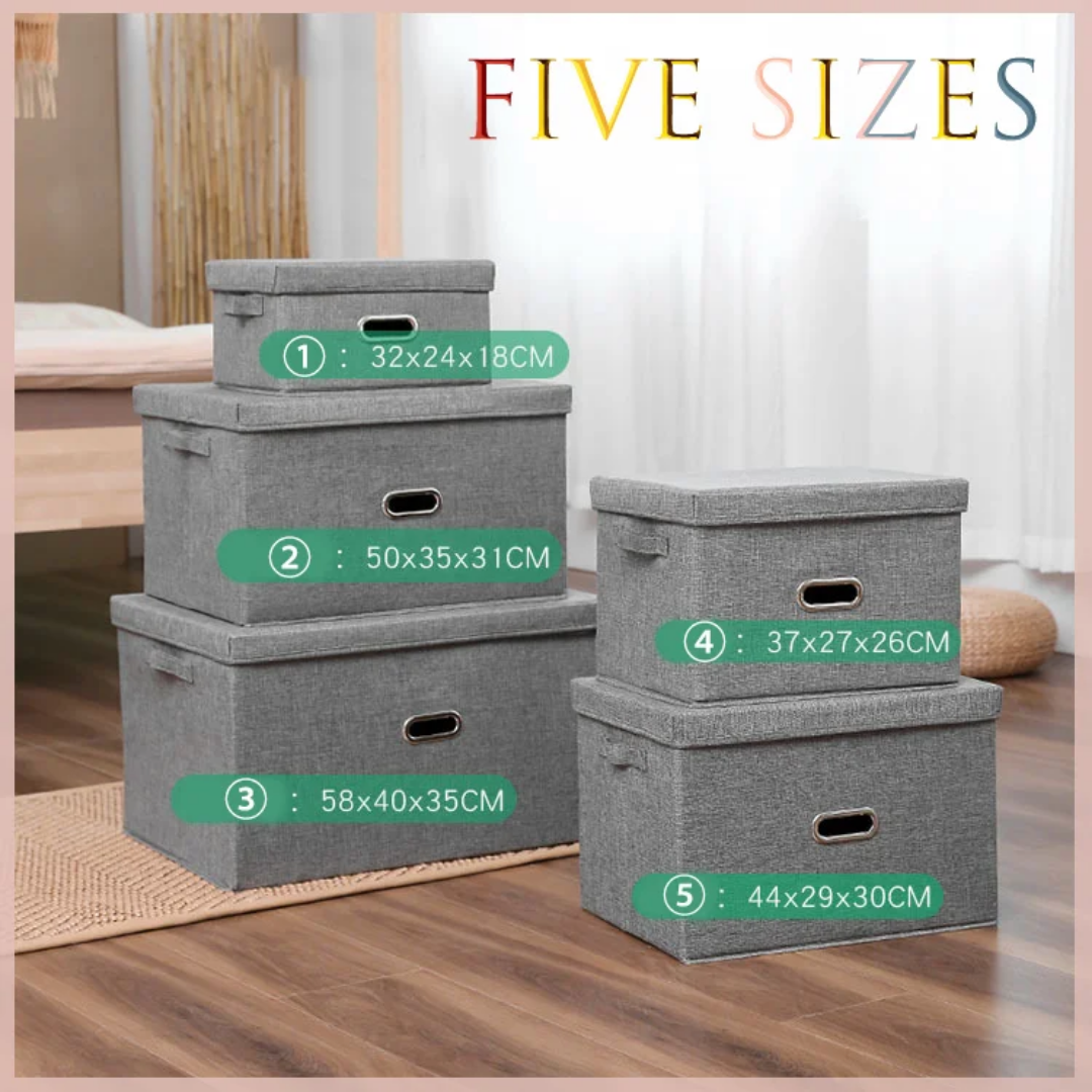 Boîtes de Rangement en Tissu avec Couvercle – Grande Capacité