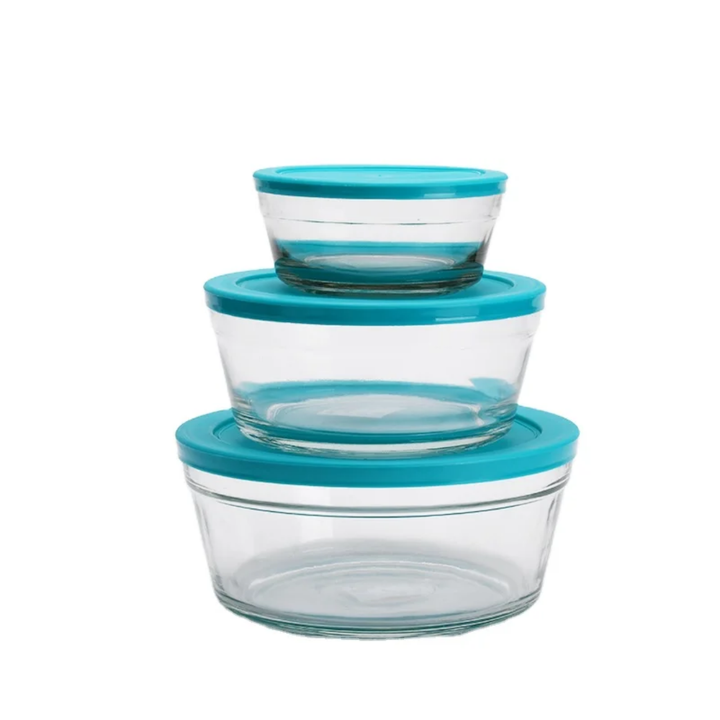 Set de 3 Bols en Verre avec Couvercles Hermétiques – Rangement & Conservation Alimentaire