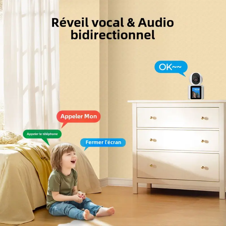 Caméra de Surveillance Intelligente WiFi 1080P – Appels Vidéo & Voix, Contrôle Pan-Tilt, Vision Nocturne