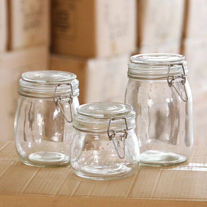 Lot de 3 Bocaux en Verre Hermétiques avec Clip Inox – Conservation Cuisine &amp; Rangement Alimentaire