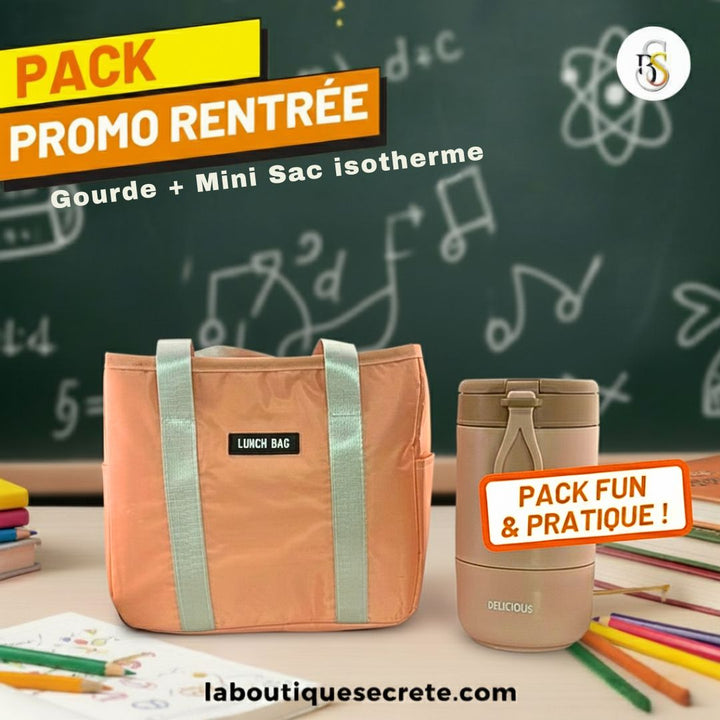 Pack Promo Rentrée – Mini Sac Isotherme + Gourde Réutilisable