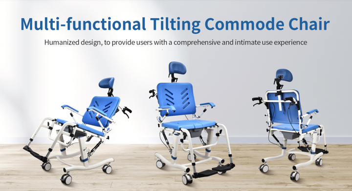 Chaise de transfert médicale multifonction inclinable avec pot intégré – Confort & sécurité