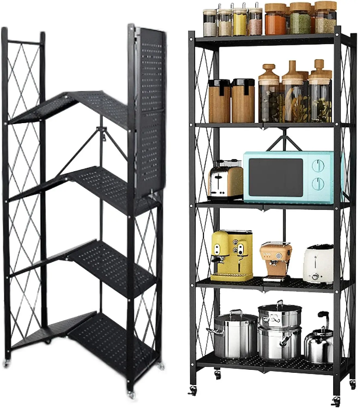Étagère Pliable en Fer : Idéale pour Cuisine, Salon et Stands d&