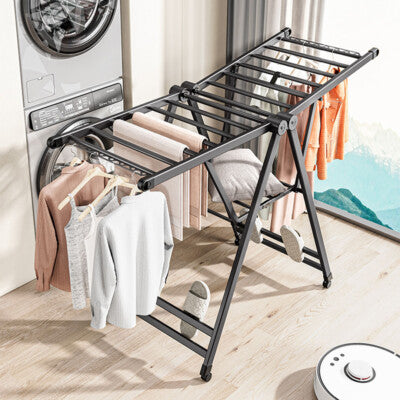 Séchoir à Linge Pliable sur Roulettes – Grande Capacité Multifonction | La Boutique Secrète