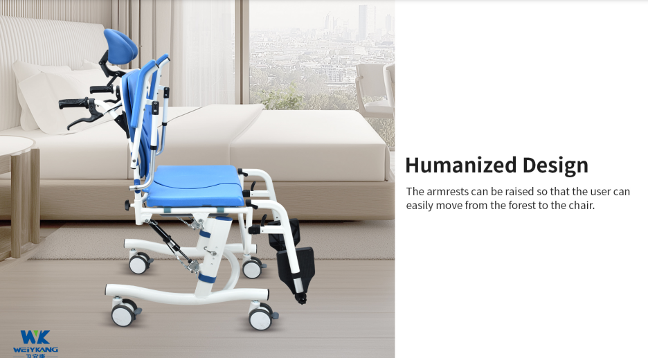 Chaise de transfert médicale multifonction inclinable avec pot intégré – Confort & sécurité
