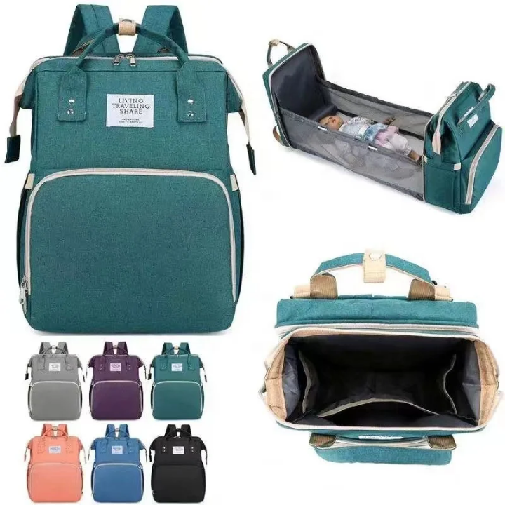 Sac à Langer Multifonction 3-en-1 avec Lit Bébé Intégré et Poches Isothermes