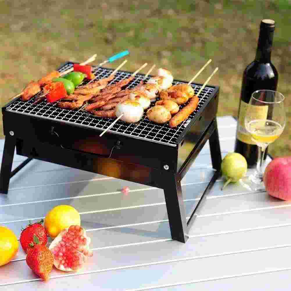 Barbecue Portable à Charbon Inox Pliable – Grill Compact pour Jardin, Terrasse &amp; Pique-Nique