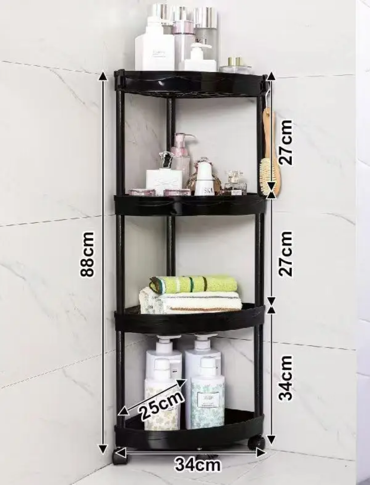 Étagère d’Angle Roulante 3 Niveaux – Rangement Gain de Place pour Salle de Bain et Cuisine