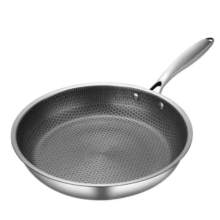 Poêle Inox Antiadhésive à Nid d’Abeille – Compatible Tous Feux, Induction Incluse